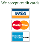 We Accept American Express, Master Card and Visa